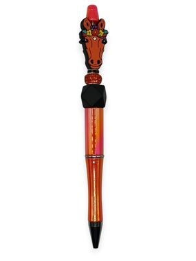 Handcrafted Horse Beaded Pen in Iridescent Orange